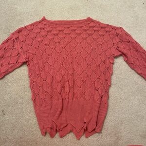 Free People Coral Knit Crew Neck Sweater